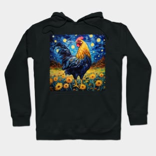 Starry Night Chicken Whimsy, Tee Triumph for Feathered Fanatics Hoodie